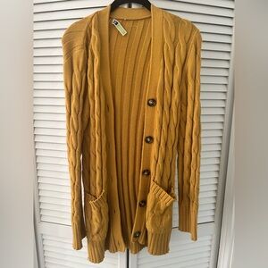 Mustard Cable Knit Cardigan